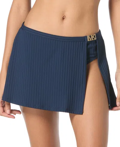 Michael Kors Michael  Women's Ribbed Side-slit Swim Skirt