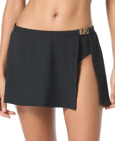 Michael Kors Michael  Women's Ribbed Side-slit Swim Skirt