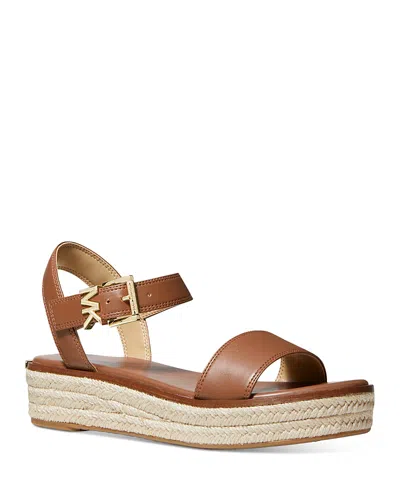 Michael Kors Michael  Women's Richie Espadrille Platform Wedge Sandals In Luggage