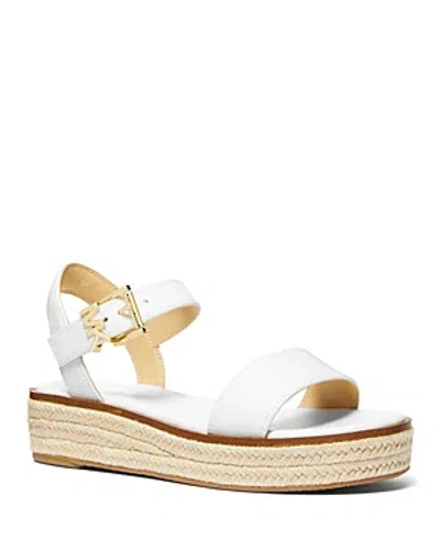 Michael Kors Michael  Women's Richie Logo Buckle Espadrille Platform Sandals In Optic White