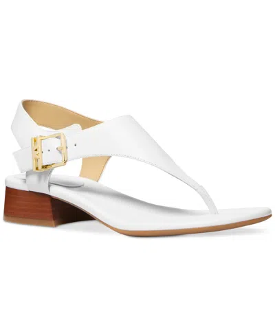 Michael Kors Michael  Women's Robyn Thong Block-heel Sandals In Optic White