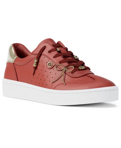 Michael Kors Scotty Embellished Leather Sneaker In Burgundy