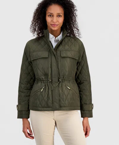 Michael Kors Michael  Women's Short Quilted Coat In Green