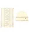 Michael Kors Michael  Women's Signature 2-piece Mk Sport Tape Cuff Beanie And Scarf Set In White