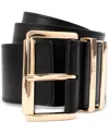 Michael Kors Michael  Women's Wide Calf Hair Leather Belt In Black,gold