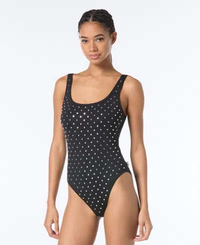 MICHAEL KORS MICHAEL MICHAEL KORS WOMEN'S STUDDED SCOOP-NECK ONE-PIECE SWIMSUIT