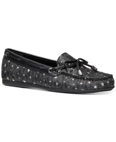 Michael Kors Michael  Women's Sutton Moccasin Flat Loafers In Black,white Stars