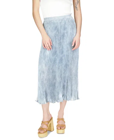Michael Kors Michael  Women's Tonal-print Pleated Midi Skirt In Chambray