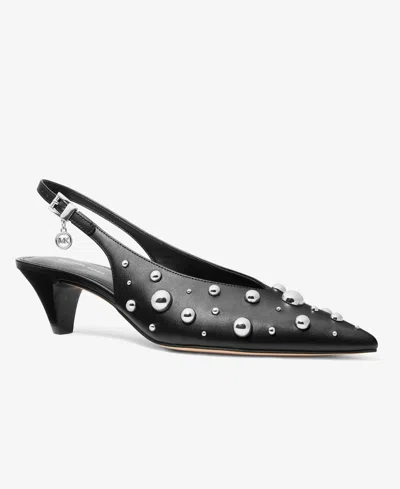 Michael Kors Michael  Women's Tonya Slingback Kitten Heel Pointed Toe Pumps In Black
