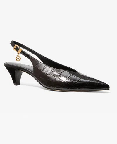 Michael Kors Michael  Women's Tonya Slingback Kitten Heel Pointed Toe Pumps In Brown
