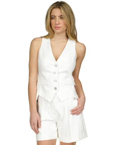 Michael Kors Michael  Women's V-neck Button-front Vest In White