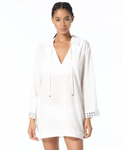 Michael Kors Michael  Women's V-neck Cover Up Shirt In White