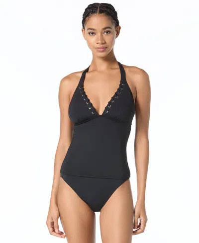 Michael Kors Michael  Women's V-neck Tankini Top In Black