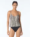 Michael Kors Michael  Women's V-neck Tankini Top In Gray