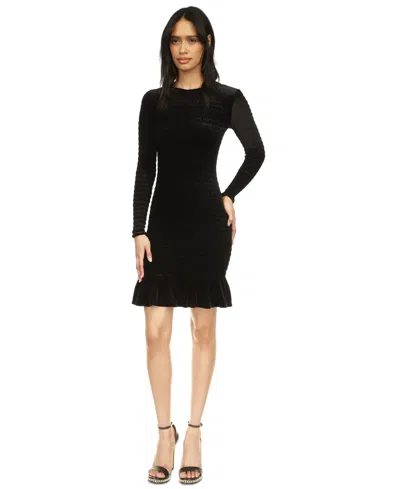 Michael Kors Smocked Stretch Velvet Dress In Black