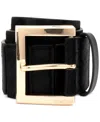 Michael Kors Michael  Women's Wide Calf Hair Leather Belt In Black
