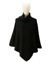 Michael Kors Michael  Women's Wide-rib Button Turtleneck Poncho In Black