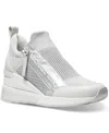 Michael Kors Willis Metallic Stretch Knit Trainer In Silver