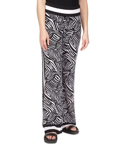 Michael Kors Michael  Women's Zebra-print Wide-leg Pants In Black,white
