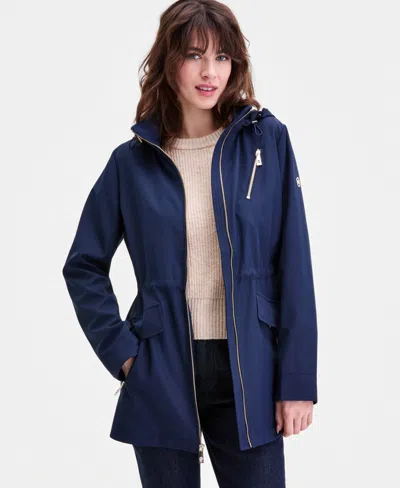 Michael Kors Michael  Women's Zip-front Hooded Anorak In Blue