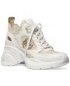 Michael Kors Zuma Metallic And Mesh Trainer In Pale Gold