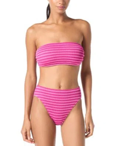 MICHAEL KORS MICHAEL MICHAEL KORS WOMENS BANDEAU BIKINI TOP HIGH RISE BIKINI BOTTOMS