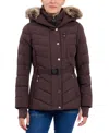 Michael Kors Michael  Womens Detail Back Hooded Puffer Coat, Created For Macys In Chocolate