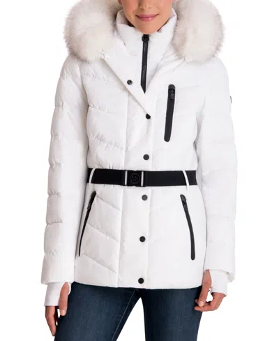Michael Kors Michael  Womens Detail Back Hooded Puffer Coat, Created For Macys In White