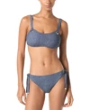 Michael Kors Michael  Women's Grommet Scoop Neck Bikini Top In New Navy