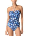 Michael Kors Michael  Womens Shirred Halter Tankini Top Classic Bikini Bottoms In New Navy