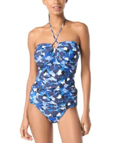 Michael Kors Michael  Womens Shirred Halter Tankini Top Classic Bikini Bottoms In New Navy