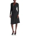Michael Kors Michael  Zip Front Ruched Midi Dress In Black
