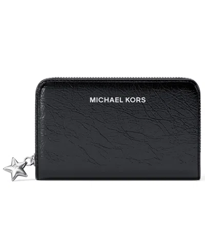 Michael Kors Michael  Zip Star Charm Card Case In Black