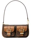 Michael Kors Zoe Shoulder Bag Printed Canvas In Brown,acorn