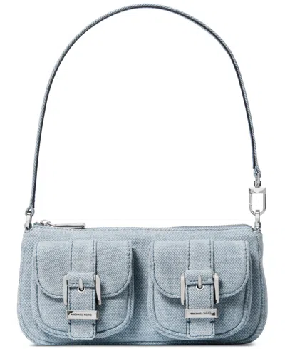 Michael Kors Michael  Zoe Small Denim Convertible Pouchette In Dk Chambray