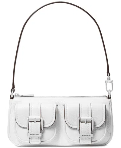 Michael Kors Michael  Zoe Small Leather Convertible Pouchette In Optic White