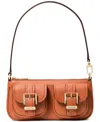 Michael Kors Michael  Zoe Small Leather Convertible Pouchette In Orange Punch