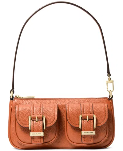Michael Kors Michael  Zoe Small Leather Convertible Pouchette In Orange Punch