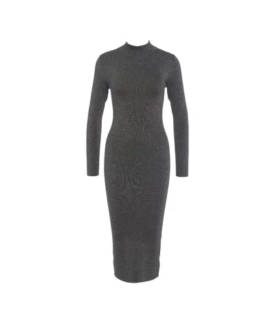 Michael Kors Michael Mock Neck Midi Dress In Black