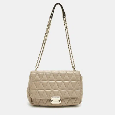 Pre-owned Michael Kors Micheal Kors Beige Quilted Leather Large Sloan Shoulder Bag In Sand