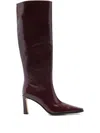 Michael Kors Mid-calf Red Calfskin Ankle Boots In Burgundy