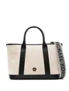 Michael Kors Luisa Canvas And Leather Handbag With Frontal Monogram In Neutral
