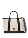 Michael Kors Luisa Canvas And Leather Handbag With Frontal Monogram In Neutral