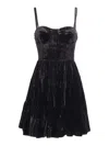 Michael Kors Velvet Bustier Smock Dress In Black