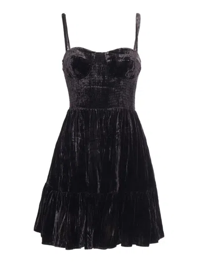 Michael Kors Velvet Bustier Smock Dress In Black