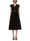 Michael Kors Stretch Organic Cotton Poplin Midi Dress In Black