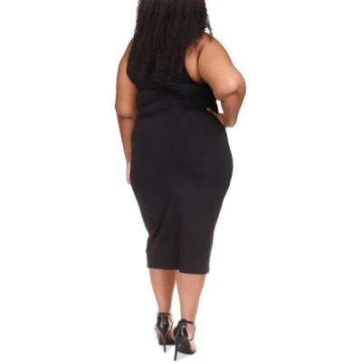 Michael Kors Midi Dress Women's 2x Plus Black Ruched Sleeveless Bodycon Erk170