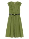 Michael Kors Midi Poplin Dress In Green