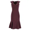 Michael Kors Midi Trumpet Dress In Burgundy Wool In Red