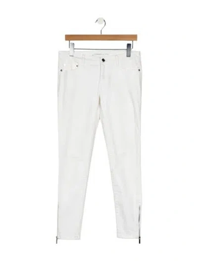 Pre-owned Michael Kors Mid-rise Skinny Leg Jeans In White